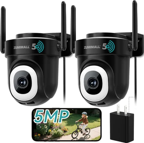 Miniatura 11 de ZUMIMALL - Cámara de seguridad para exteriores de 3 MP con cable 2.4G/5G WiFi - Pack de 2, grabación 24/7, detección de movimiento AI, blanco 2