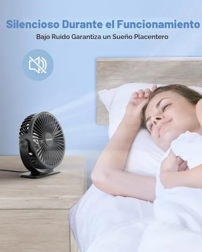 Miniatura 5 de TriPole Ventilador de escritorio con USB, ventilador pequeño portátil de 3 velocidades con brisa fuerte ajustable, mini ventiladores personales