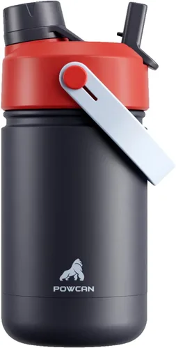 Miniatura 95 de POWCAN - Botella de agua con aislamiento de 18 onzas, con tapa de boquilla y pajilla 2 en 1, fría 24 horas, a prueba de fugas, apta para portavasos