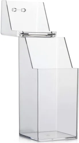 Organizador cuadrado de acrílico para cepillos cosméticos con tapa a prueba de polvo, transparente, 3.5 x 3.5 x 8.3 pulgadas, 1 unidad,