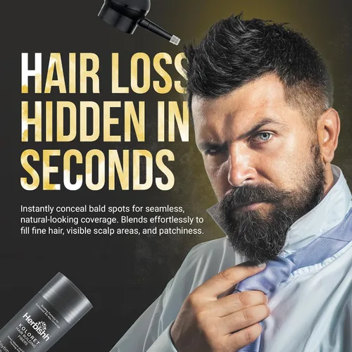Miniatura 5 de Herbishh Koloret Fibras de construcción del cabello, polvo negro para adelgazar el cabello, cobertura instantánea de puntos calvos y corrector