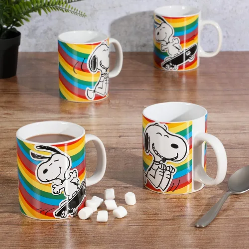 Miniatura 2 de Peanuts 70 aniversario 4 piezas 15 onzas tazas de gres Snoopy