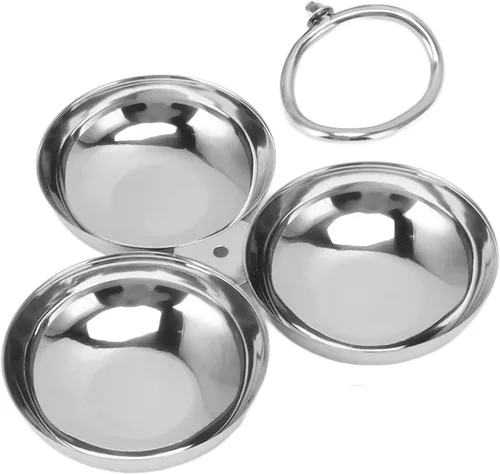 Miniatura 8 de Plato de Servir de Acero Inoxidable 304, Plato de Frutas 3 en 1 con Compartimento para Aperitivos, Platos de Postre Reutilizables, Plato de Frutas