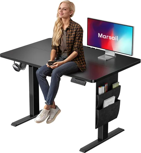 Miniatura 17 de Marsail - Escritorio eléctrico de pie, de 40x24 pulgadas, de altura ajustable, para oficina en casa y juegos, con 4 ajustes preestablecidos
