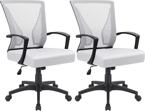 Miniatura 20 de Furmax Silla de oficina ergonómica de escritorio para computadora, silla de malla, respaldo medio, soporte lumbar giratorio con reposabrazos