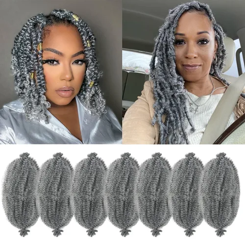 Miniatura 44 de Marley Twist - Cabello trenzado de 16 pulgadas, cabello afro trenzado elástico, paquete de 7 paquetes, cabello rizado rizado ombré, marrón Marrón