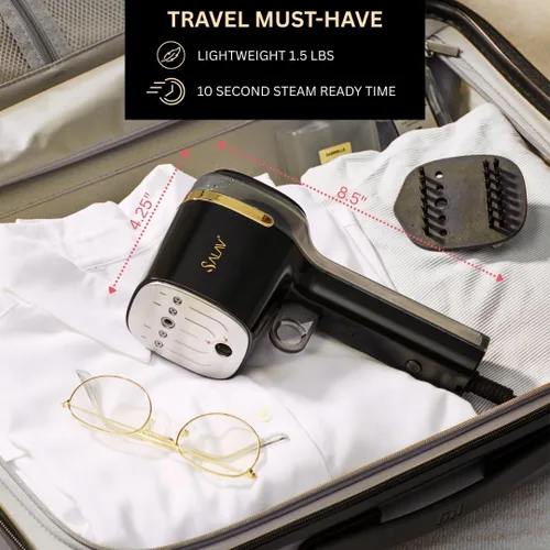 Miniatura 5 de SALAV® Quicksteam - Vaporizador portátil de viaje para ropa, 10 segundos de tiempo de calentamiento rápido, elimina arrugas en ropa y telas, sin