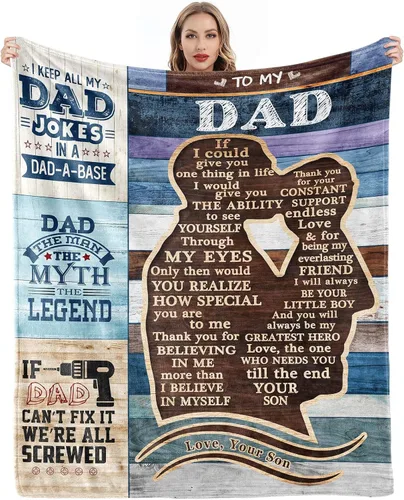 Miniatura 12 de Manta para papá, 50 x 60 pulgadas, regalo suave y duradero para papá, cumpleaños, día del padre, jubilación, perfecta para viajes, camping, oficina