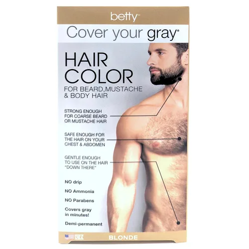 Betty Cover Your Gray - Tinte de cabello gris para barba, bigote y cabello corporal, color rubio