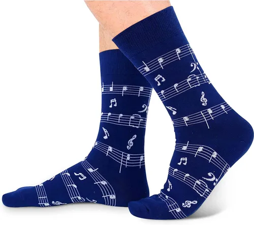 Miniatura 3 de HAPPYPOP Regalos de notas musicales para hombres, calcetines novedosos para piano de guitarra, regalos de batería para amantes de la música