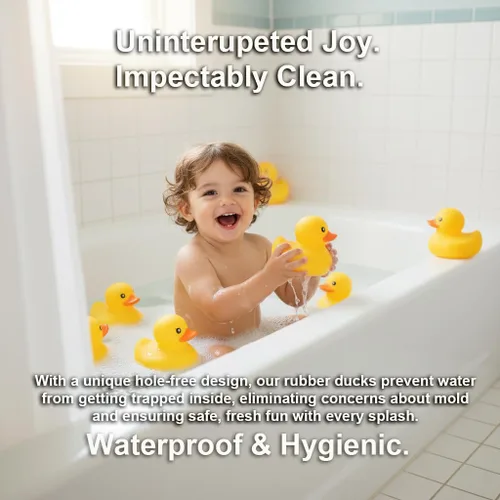 Miniatura 5 de 10.3 pulgadas Sin Agujero Gigante/Grande Impermeable Sin Ruido 'Bebe' Pato de Goma Divertido Amarillo/Ducikes Juguete de Baño/Piscina/Agua Sin