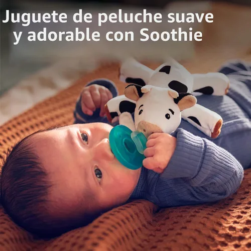 Miniatura 2 de Philips Avent Soothie Snuggle Portachupetes con Chupete Desmontable, 0m+, Vaca, SCF347/05