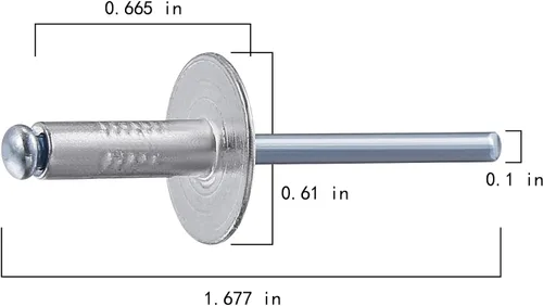 Miniatura 5 de Wensilon (150 piezas) Remaches ciegos de aluminio de tapa grande y extremo abierto de 3/16 * 1/2", remache ciego de 5 * 13