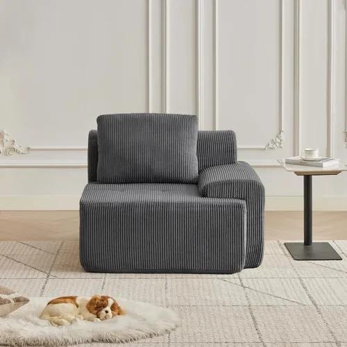Miniatura 22 de Modular Sectional Sofa with Movable Ottoman, 1 Seat Deep Seat Couch with 1 Pillow, Comfy Cloud Sectional Sofa for Living Room, Bedroom and Apartment