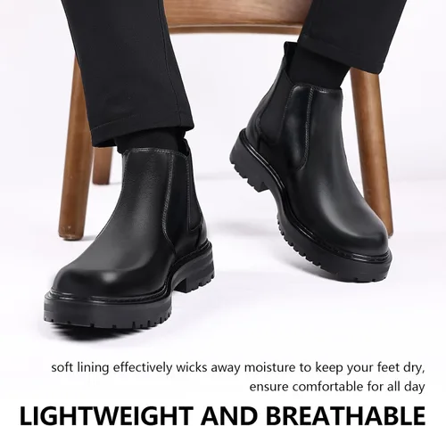 Miniatura 6 de Holy dove Botas Chelsea con plataforma y puntera ancha para hombre, botas casuales de vestir al tobillo