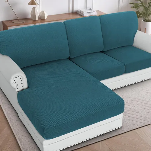 Miniatura 49 de H.VERSAILTEX Fundas para sofá seccional, 4 piezas, fundas de cojín de asiento de sofá en forma de L, fundas de cojín separadas para chaise longue