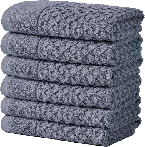 Miniatura 80 de Great Bay Home - Toallas de mano 100% algodón blanco, 6 toallas de baño suaves para manos, altamente absorbentes y de secado rápido, colección