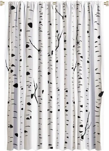 Miniatura 47 de Cortinas de abedul para sala de estar, niebla matutina en otoño, decoración del hogar, 42 x 45 pulgadas de largo