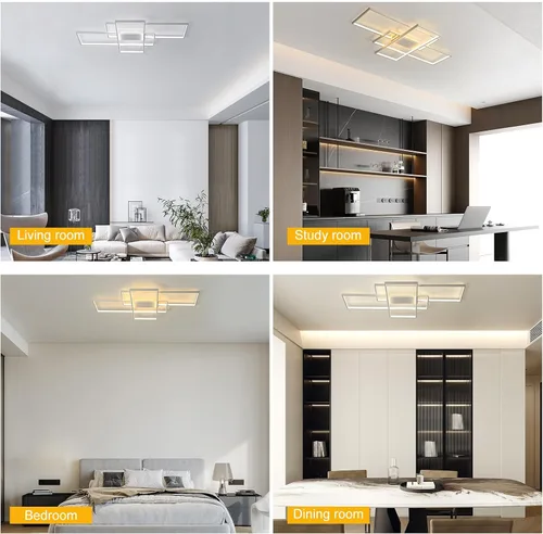 Miniatura 9 de GEADI Lámpara de techo moderna regulable, lámpara de techo LED blanca de 35.4 pulgadas con control remoto, accesorio de iluminación rectangular