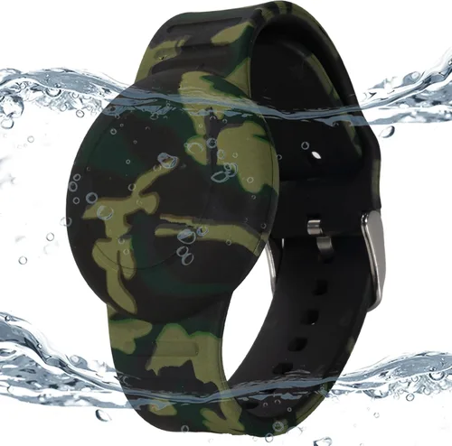 Miniatura 7 de Paquete de 2 pulseras impermeables AirTag para niños, pulsera impresa oculta para Apple AirTag, funda de silicona para AirTag y rastreador