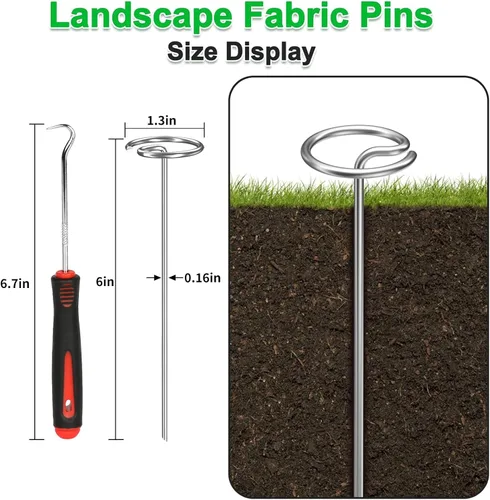 Miniatura 2 de 60 grapas de tela de paisaje de 6 pulgadas, resistencia a la tracción 450-500 Mpa, pines de estacas de jardín que no se doblan, grapas de paisaje