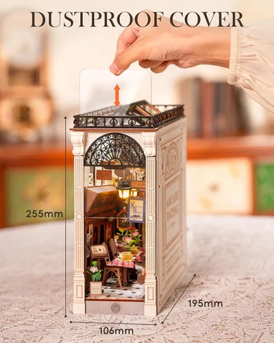 Miniatura 5 de Rolife - Kits de manualidades para rincón de lectura DIY para adultos, kit de casa de muñecas en miniatura, rompecabezas de madera 3D, estantes