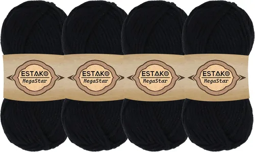 Miniatura 24 de Estako Megastar, 3.52 Oz (100g) de hilo de acrílico 75% y lana 25%, suave, peso grueso voluminoso #5 para crochet y tejer 120 yardas (110m)