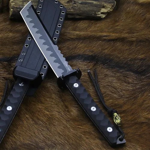 Miniatura 4 de BA-KOR Cuchillo para exteriores de estilo japonés de espiga completa de 15.8 pulgadas – acero DC53 de 8mm, mango y funda de fibra de nailon