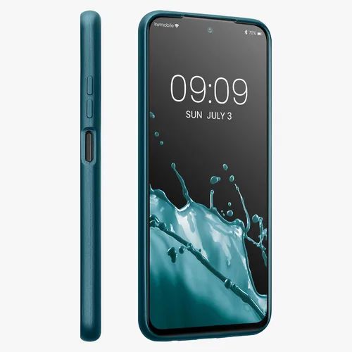 Miniatura 4 de kwmobile Funda compatible con Xiaomi Redmi Note 10 / Note 10S - Funda de silicona TPU metálica suave y delgada - Azul caribeño metálico