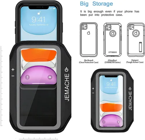 Miniatura 6 de Brazalete para iPhone 17, 16, 15, resistente al agua, para gimnasio, correr, entrenamiento, para iPhone 17, 16, 15, 14, 13, 12 Pro (negro)