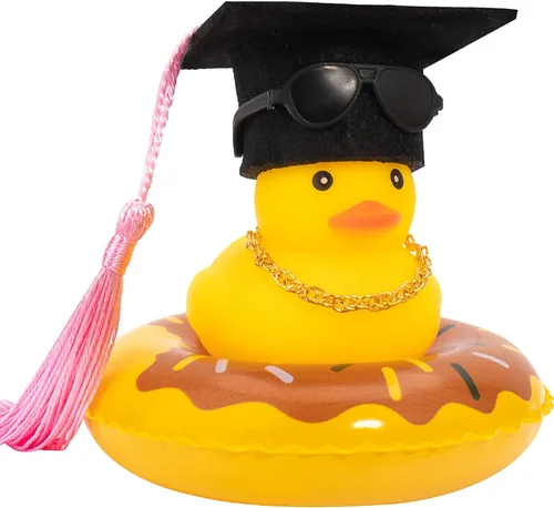 Miniatura 17 de wonuu Pato de Goma para Automóvil, Decoración de Pato Amarillo para Tablero con Sombrero de Sol, Anillo de Natación, Collar, Gafas de Sol