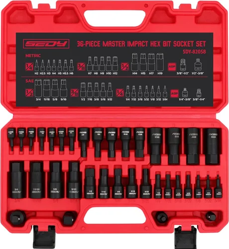 Miniatura 7 de SEDY E-TORX Juego de llaves de vaso de 14 piezas – Juego de llaves Torx hembra de primera calidad, enchufes Torque Star definitivos, enchufes Torx