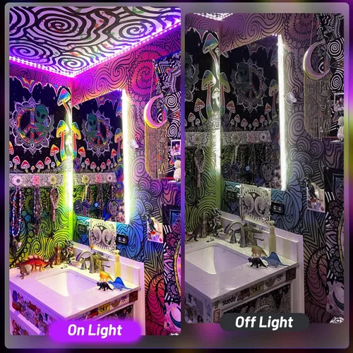 Miniatura 9 de Tira de luz negra de 33 pies, funciona con USB y pilas, para fiesta brillante, tira de luces negras para decoración de Halloween, decoración de 10M