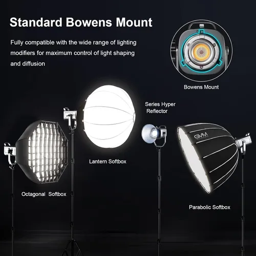 Miniatura 4 de GVM - Kit de luz de video RGB de 150 W, 2700 K ~ 7500 K, luz de video LED bicolor, kit de iluminación de estudio de fotografía con linterna softbox