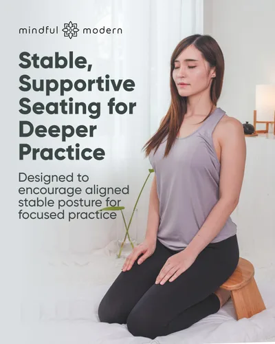 Miniatura 6 de Mindful Modern Banco de meditación plegable – Taburete arrodillado de bambú con bisagras magnéticas de bloqueo – Silla plegable Seiza portátil
