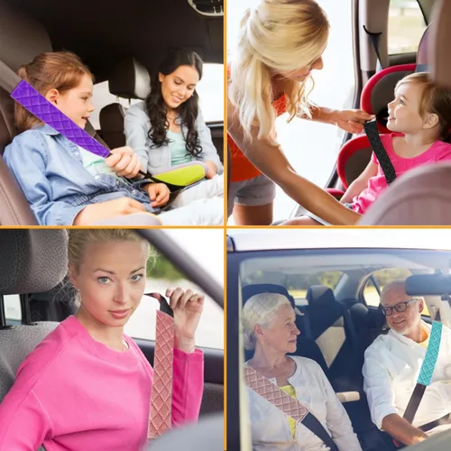 Miniatura 6 de Paquete de 5 Almohadillas Protectoras Suaves y Cómodas para Cinturón de Seguridad de Automóvil para Proteger el Cuello y los Hombros (Morado)