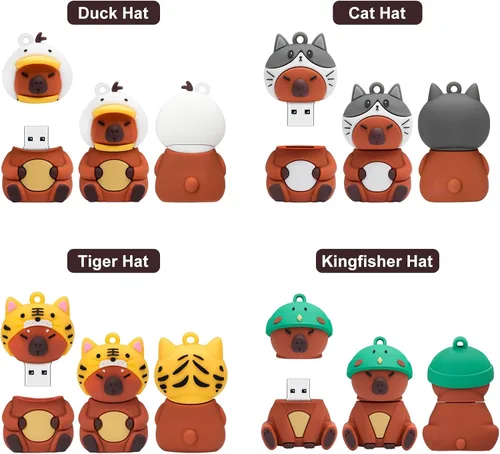 Miniatura 2 de Memoria USB Stick 4pcs 16GB Cute Flash Drive Capybara Animal Memory Stick Novedad Flash Drive Pendrive Thumb Drive Regalo para estudiantes y niños