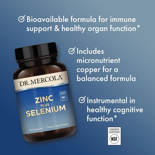 Miniatura 5 de Dr. Mercola Zinc Plus Selenio - Suplemento de mezcla mineral - para apoyo inmunológico, cerebral y respiratorio - Contiene quelato de glicinato