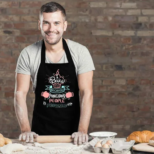 Miniatura 3 de Divertidos delantales de hornear para mujeres y hombres, bonitos regalos para panaderos, delantales de cocina con 2 bolsillos, delantal
