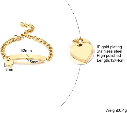 Miniatura 87 de Pulsera de barra para bebé: chapado en oro de 18 quilates, pulsera con placa de identificación personalizada para niños pequeños de mamá, nombre