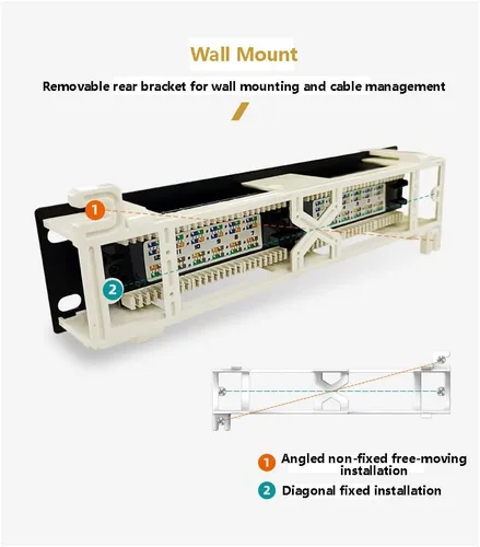Miniatura 7 de 1U 12 puertos Cat5E Wallmount Patch Panel, UTP Ethernet Patch Panel con RJ45 Cat5E adaptador Patch Panel