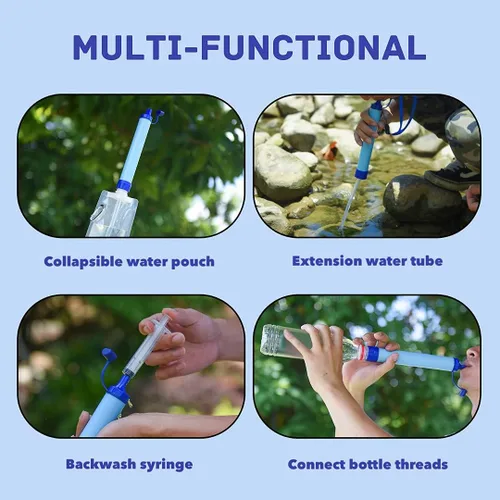 Miniatura 5 de Pajita Filtro de Agua Personal para Exteriores Filtración Portátil Equipo de Supervivencia de Emergencia Soluciones de Agua Equipo Táctico