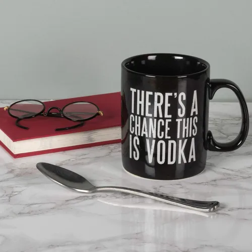 Miniatura 4 de Primitives by Kathy Taza de café de gres blanco y negro, 20 onzas, There's A Chance This is Vodka