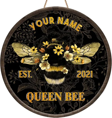 Artsy Woodsy Decoración de pared personalizada de placa de madera de abeja de miel, regalos para apicultores - Decoración para amantes de las abejas