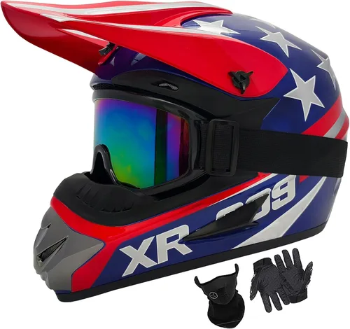 Miniatura 23 de Cascos de motocross para jóvenes, aprobados por DOT, motocross, ATV, todoterreno, cuatro ruedas, cascos de motocicleta BMX con gafas, guantes