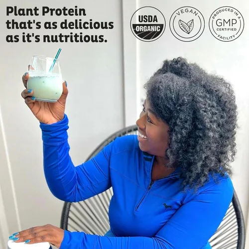 Miniatura 2 de KOS Proteína en polvo a base de plantas, muffin de arándano - Superalimento de proteína de guisantes orgánico con mezcla de espirulina y apoyo