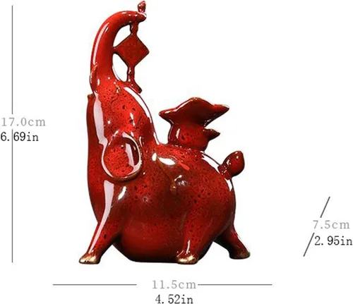 Miniatura 2 de NYKK Escultura de estatua china de feng shui, cerámica creativa, muebles de elefante auspicioso, sala de estar, estudio, entrada, gabinete