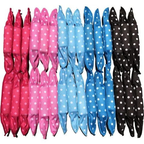 Miniatura 11 de 40 Rizadores de pelo suaves sin calor - Grandes rodillos de esponja de almohada para peinar durante la noche para peinado rizado Rojo rosa