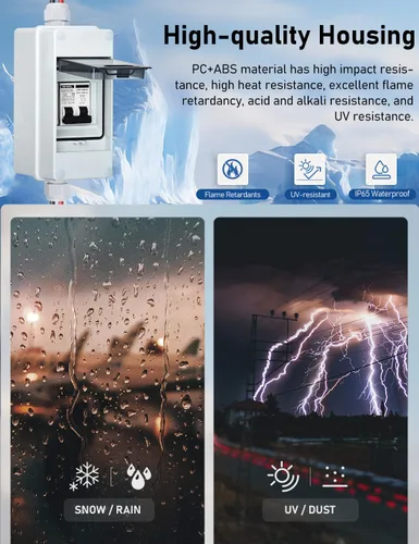 Miniatura 3 de DIHOOL Disyuntor miniatura de CA CC con caja DIN IP65, 15 amperios de doble polo 12V-400V, no polarizado, interruptor de desconexión del panel