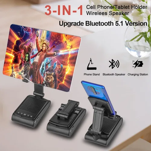 Miniatura 3 de Regalos para hombres, soporte para teléfono celular con altavoz Bluetooth inalámbrico, sonido envolvente HD para el hogar y al aire libre
